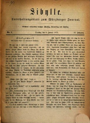 Sibylle : Unterhaltungsblatt zum Würzburger Journal. 1877