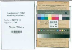 Entnazifizierung Wilhelm Glogert , geb. 21.09.1900 (Beamter)