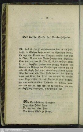 Der weiße Stein bei Gerlachsheim