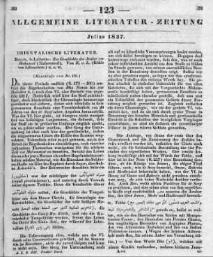 Rühle von Lilienstern, J. J. O. A.: Zur Geschichte der Araber vor Muhamed. Mit 8 synchronistischen Tabellen und graphischen Darstellungen. Berlin: Lüderitz 1836 (Beschluss von Nr. 122.)