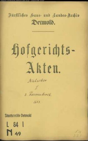 Niebecker, Joachim gegen Franz Christoph von Kerssenbrock - Schuldforderung