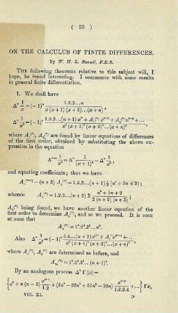 On the calculus of finite differences.