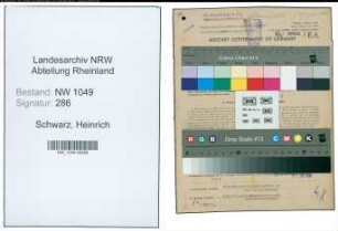 Entnazifizierung Heinrich Schwarz , geb. 29.01.1888 (Kaufmaennischer Angestellter)