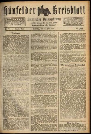 Zweite Ausgabe vom Samstag, den 18. Juli 1925.