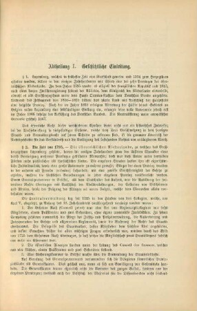 Abtheilung I. Geschichtliche Einleitung