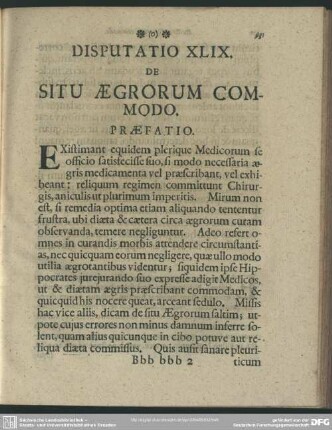 Disputatio XLIX. [XLVII.] De Situ Aegrorum Commodo