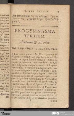 Progymnasma Tertium. Silentium & attentio.