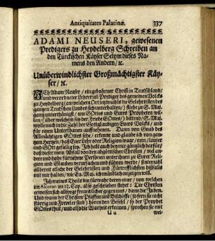 Adami Neuseri literæ ad Turcarum Imperatorem.