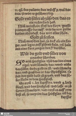 Wilt du Gold und silber von einander scheyden