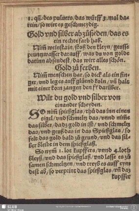 Wilt du Gold und silber von einander scheyden