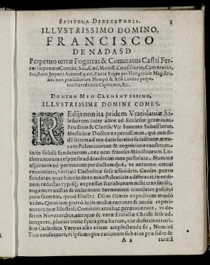 Illustrissimo Domino Francisco De Nadasd [...]