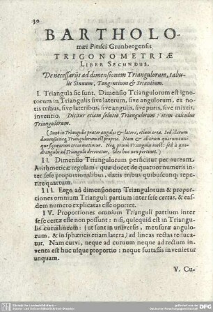 LIBER SECUNDUS. De necessarijs ad dimensionem Triangulorum, tabulis Sinuum, Tangentium & Secantium.