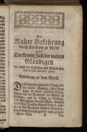 Einleitung zu dem Werck.