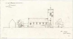 Gsaenger, Gustav; München - Obermenzing, Grünspechtstr. 13; Ev. Notkirche, Bethlehems Kirche, Pfarrhaus - Südseite (Ansicht)