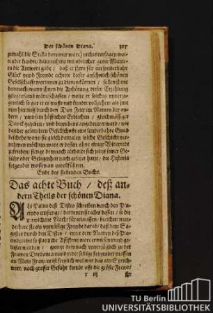 Das achte Buch / deß andern Theils der schönen Diana.