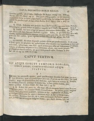 Caput Tertium. De Usu Atque Effectu Temporis Horarii, Circa Leges, Constitutiones Atque Statuta.