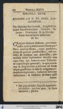 XXVII. Ejusdem ad D. Jo. Conr. Danhauerum.