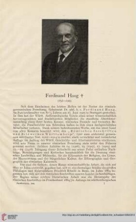 Neue Folge 3: Ferdinand Haug : (1837 - 1925)
