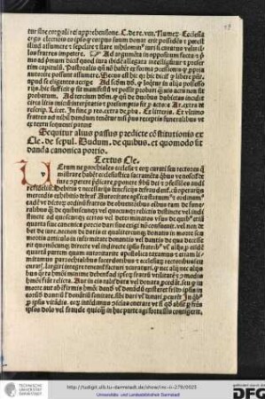 Sequitur alius passus predicte constitutionis ex Clementine de sepulturis "Dudum", de quibus et quomodo sit danda canonica portio.