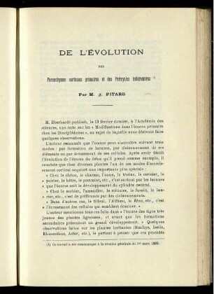 De L'évolution