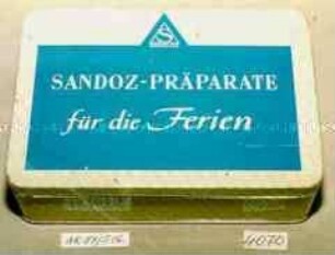 Blechdose für ? "SANDOZ-PRÄPRATE für die Ferien"
