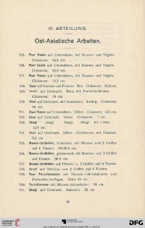 III. Abteilung. Ost-Asiatische Arbeiten (Nr. 725-842)