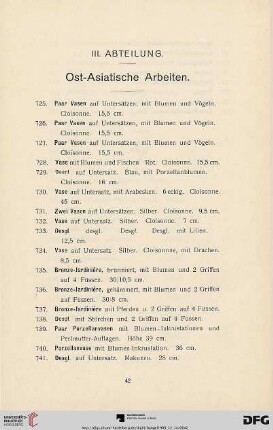 III. Abteilung. Ost-Asiatische Arbeiten (Nr. 725-842)