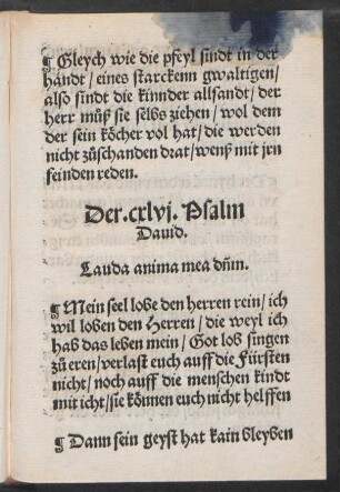 Der .cxlvj. Psalm || Dauid. || Lauda anima mea d[ominu]m. ||