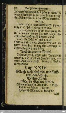 Cap. XXIV. Gewisse wohlriechende und künstliche Hand-Seiffe