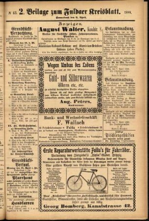 Dritte Ausgabe vom Samstag, den 09. April 1898.