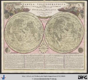 Tabula Selenographica in qua Lunarium Macularum exacta Descriptio secundum Nomenclaturam Praestantissimorum Astronomorum tam Hevelii quam Riccioli Curiosis Rei Sidereae Cultoribus exhibentur.