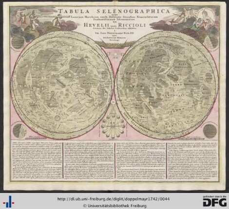 Tabula Selenographica in qua Lunarium Macularum exacta Descriptio secundum Nomenclaturam Praestantissimorum Astronomorum tam Hevelii quam Riccioli Curiosis Rei Sidereae Cultoribus exhibentur.