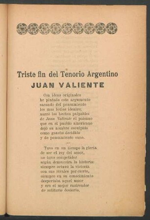 Triste fin del Tenorio argentino Juan Valiente