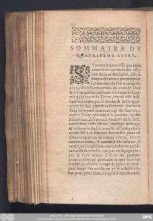 Sommaire Du Quatriesme Livre.