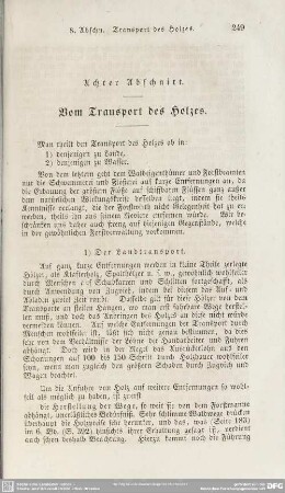 Achter Abschnitt. Vom Transport des Holzes