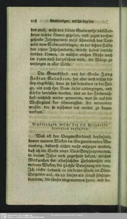 Aenderungen, welche bey der Bergwerksdirection vorfallen