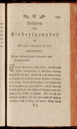 Abschied des Kinderfreundes an Seine jungen Leser