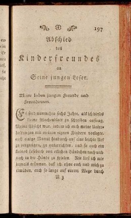 Abschied des Kinderfreundes an Seine jungen Leser