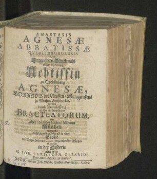 Anastasis Agnesae Abbatissae Qvedlinburgensis.