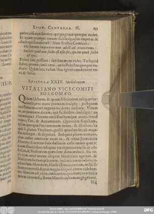 Epistola XXIV. Mediolanum. Vitaliano Vicecomiti Borromaeo.