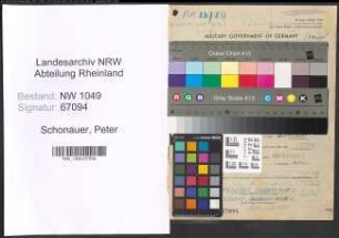Entnazifizierung Peter Schonauer , geb. 08.11.1895 (Lehrer)