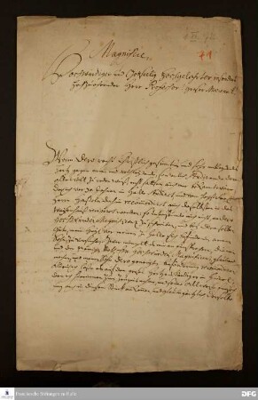 Brief von Johann Lorenz Rögner an August Hermann Francke.