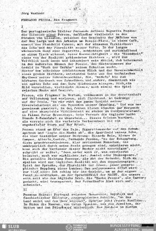 Fernando Pessoa : ein Fragment