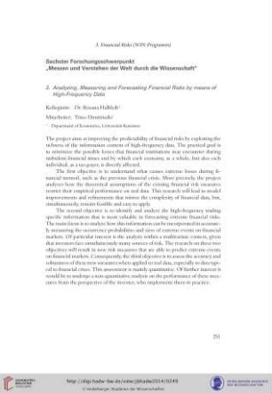 3. Analyzing, Measuring and Forecasting Financial Risks by means of High-Frequency Data