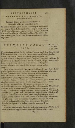 Reinerus Bachovius.