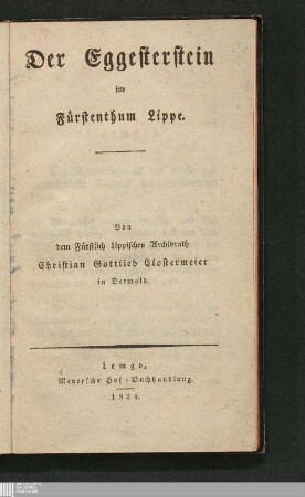 Der Eggesterstein im Fürstenthum Lippe