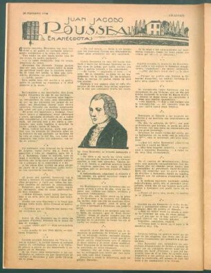 Juan Jacobo Rousseau [Jean Jacques Rousseau] : En anécdotas