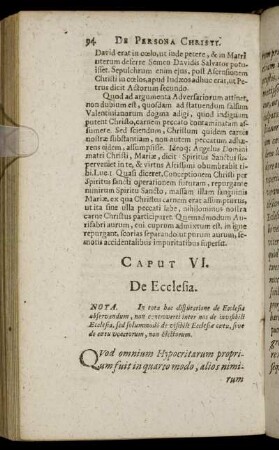 Caput VI. De Ecclesia.