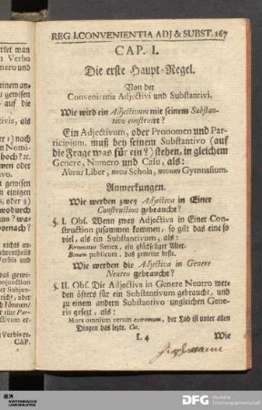 Cap. I. Die erste Haupt-Regel