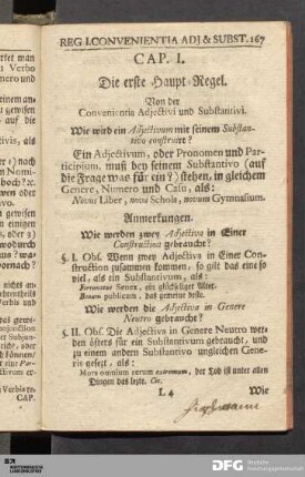 Cap. I. Die erste Haupt-Regel